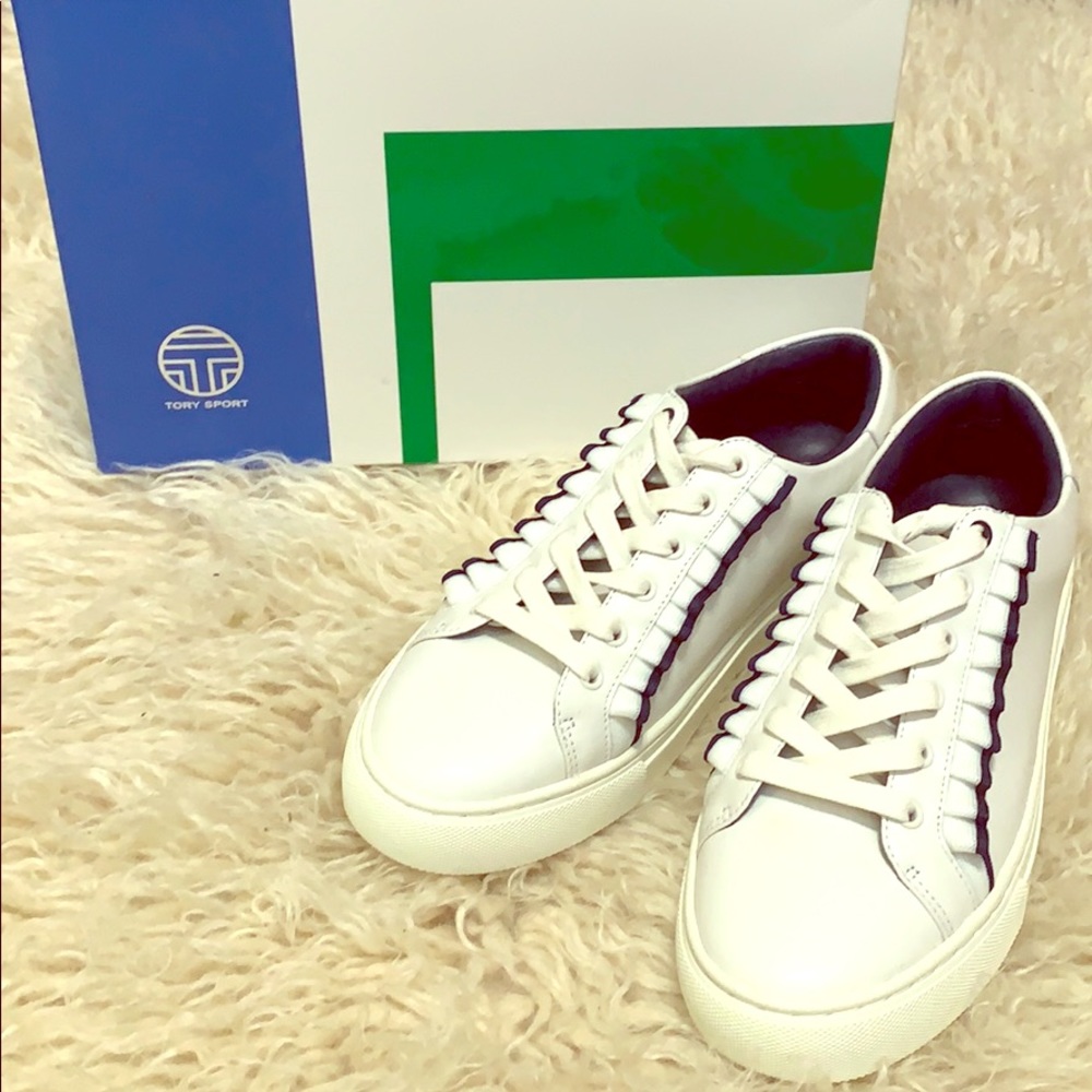 Brand New!  Tory Burch white/navy sneakers.